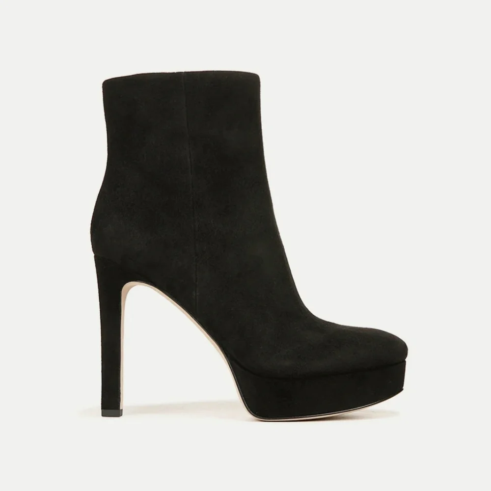 Veronica Beard Dali Black Suede Platform Ankle Boots Size 8 New - Picture 2 of 11